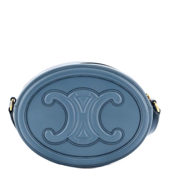 Celine Triomphe Oval Crossbody Bag Leather Blue - Picture 4 of 8
